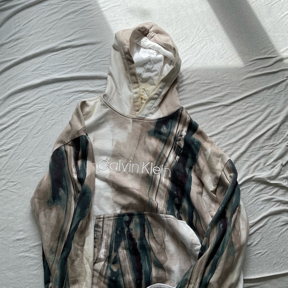 Multicolor Hoodie with Cream and Green Accents